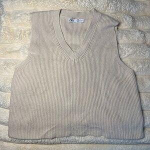 Zara Cream Knit V-Neck Top